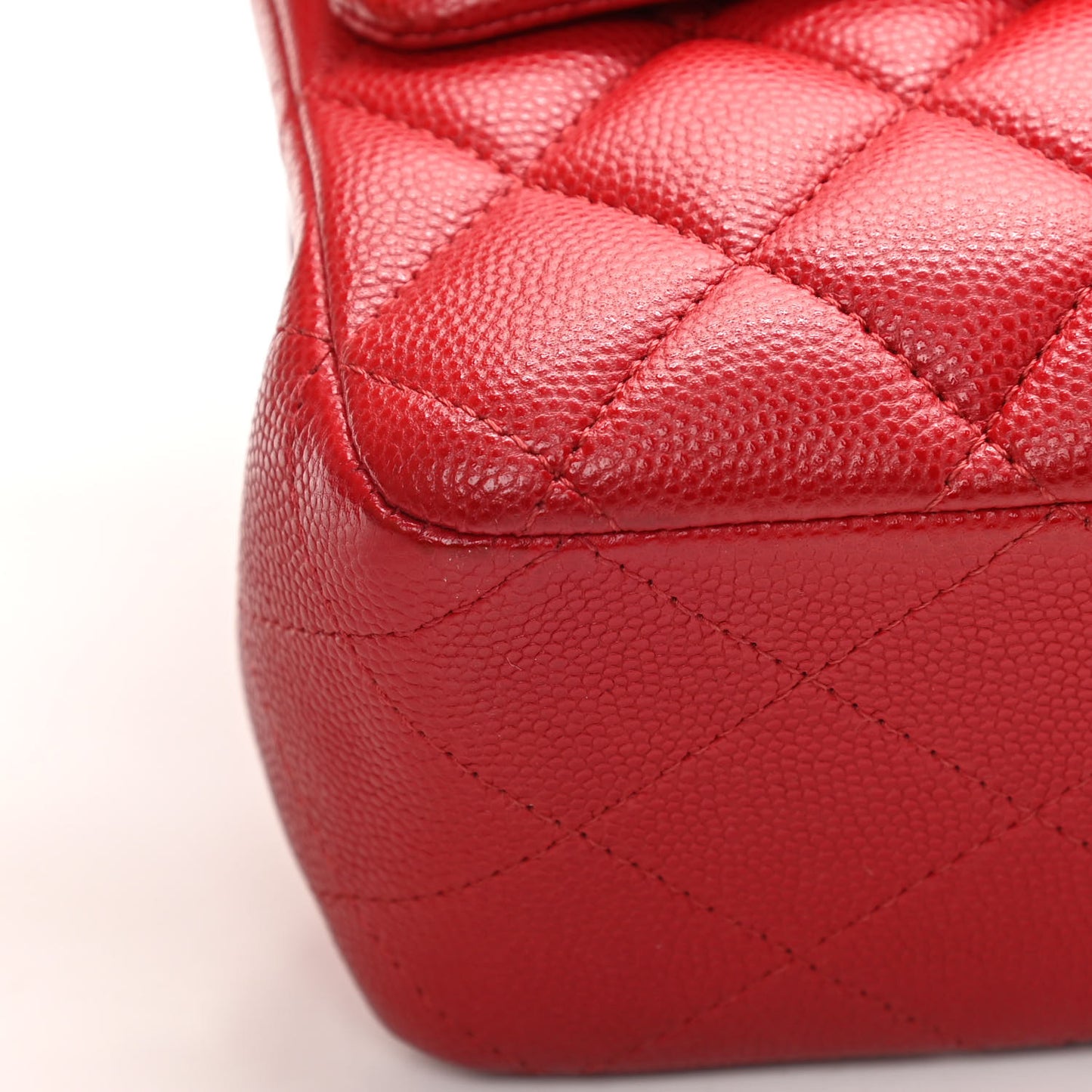 Caviar Quilted Medium Double Flap Red