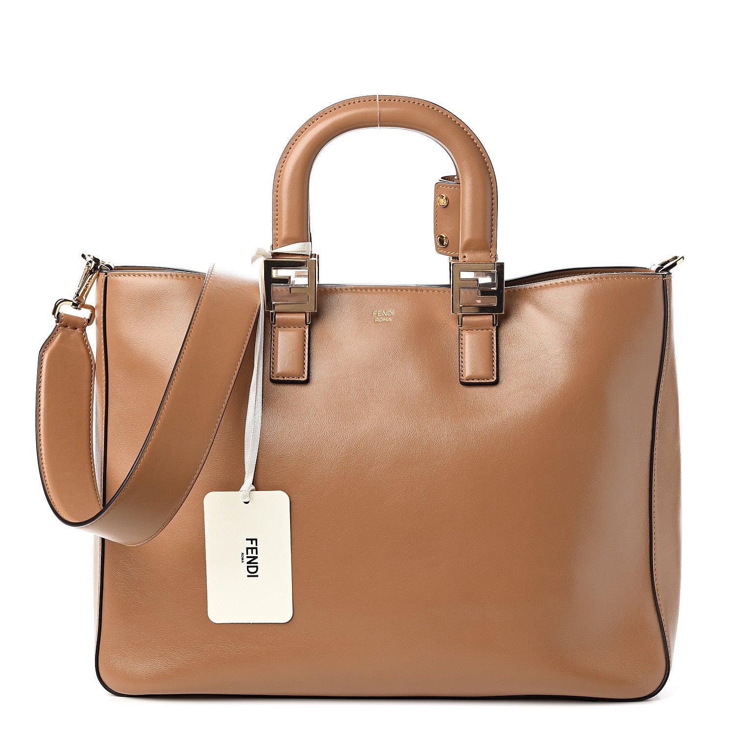 Fendi Vitello Glacier Medium FF Tote Nocciola 1 of 9