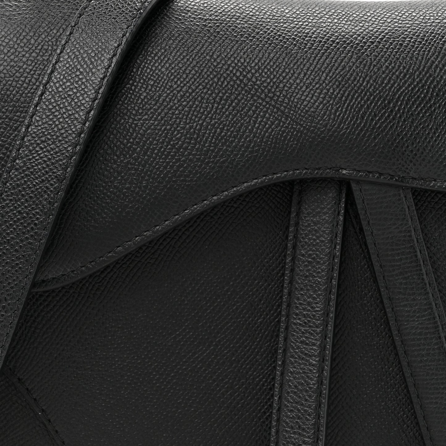 Grained Calfskin Saddle Bag With Strap Black