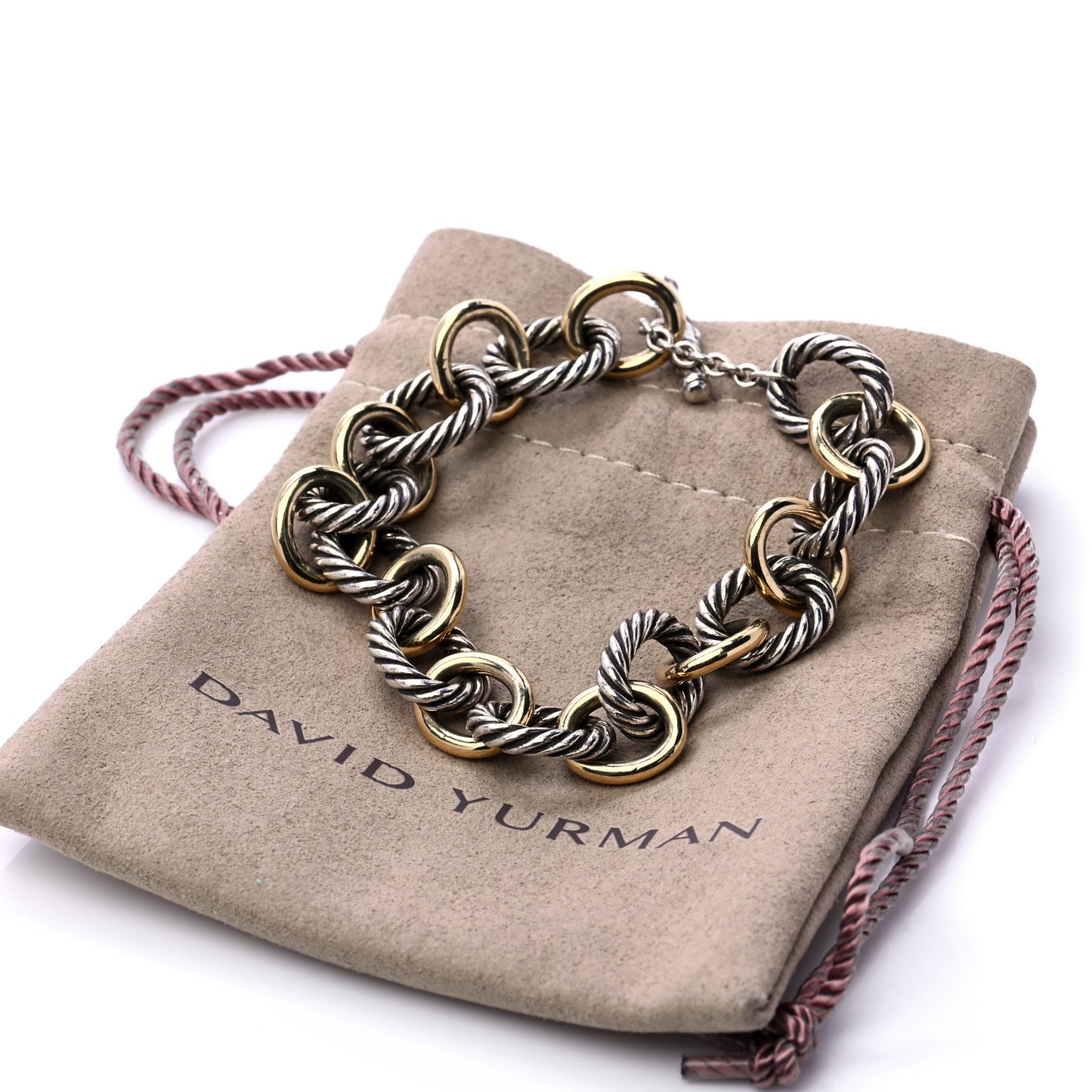 Sterling Silver 18K Yellow Gold Oval Link Toggle Bracelet