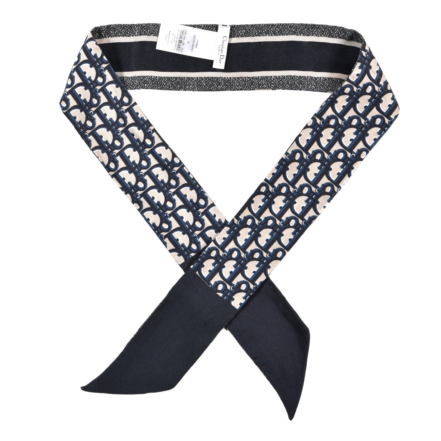 Christian Dior Silk Oblique Mitzah Scarf Blue 1 of 3