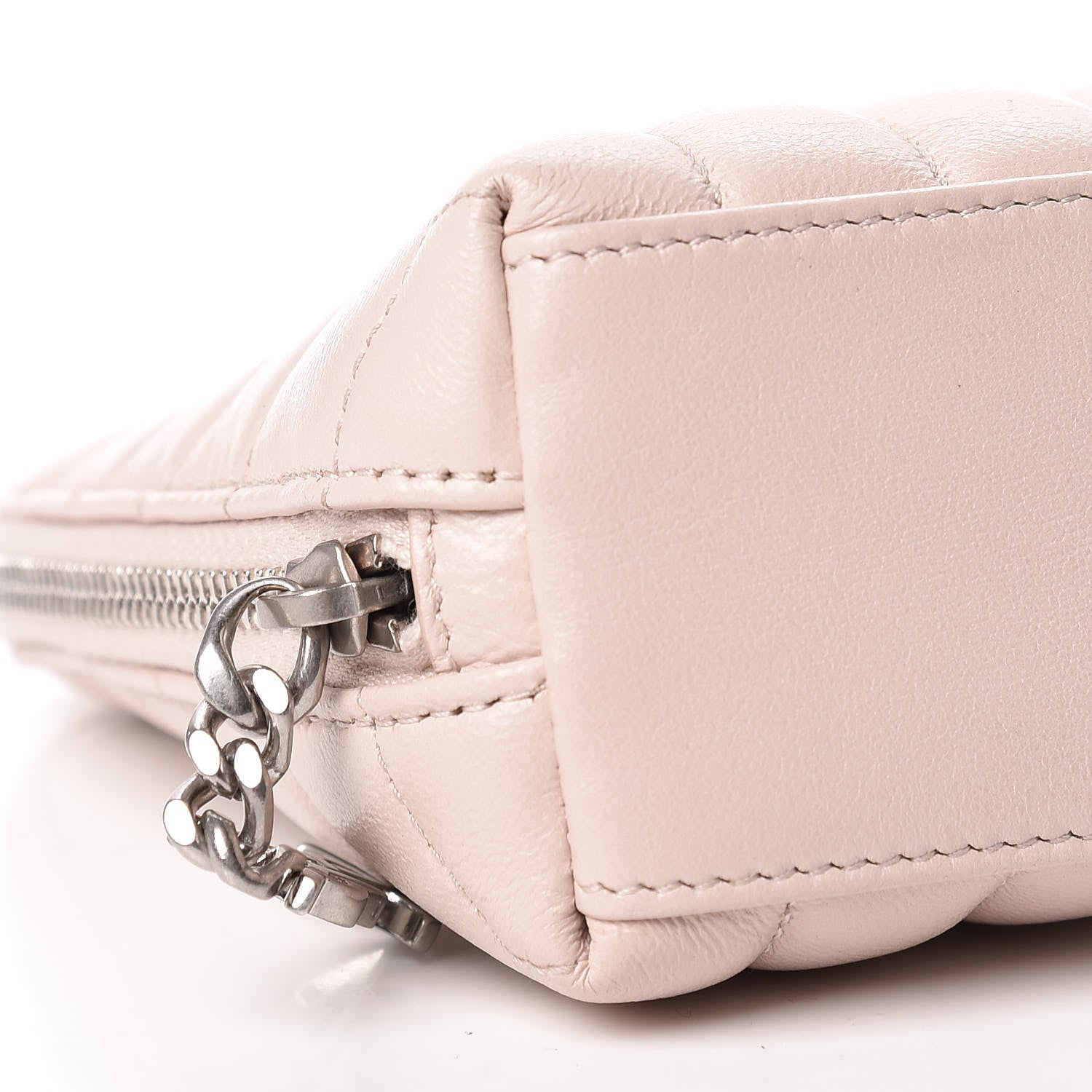 Saint Laurent Lambskin Matelasse Cosmetic Case Washed Light Pink 10 of 11