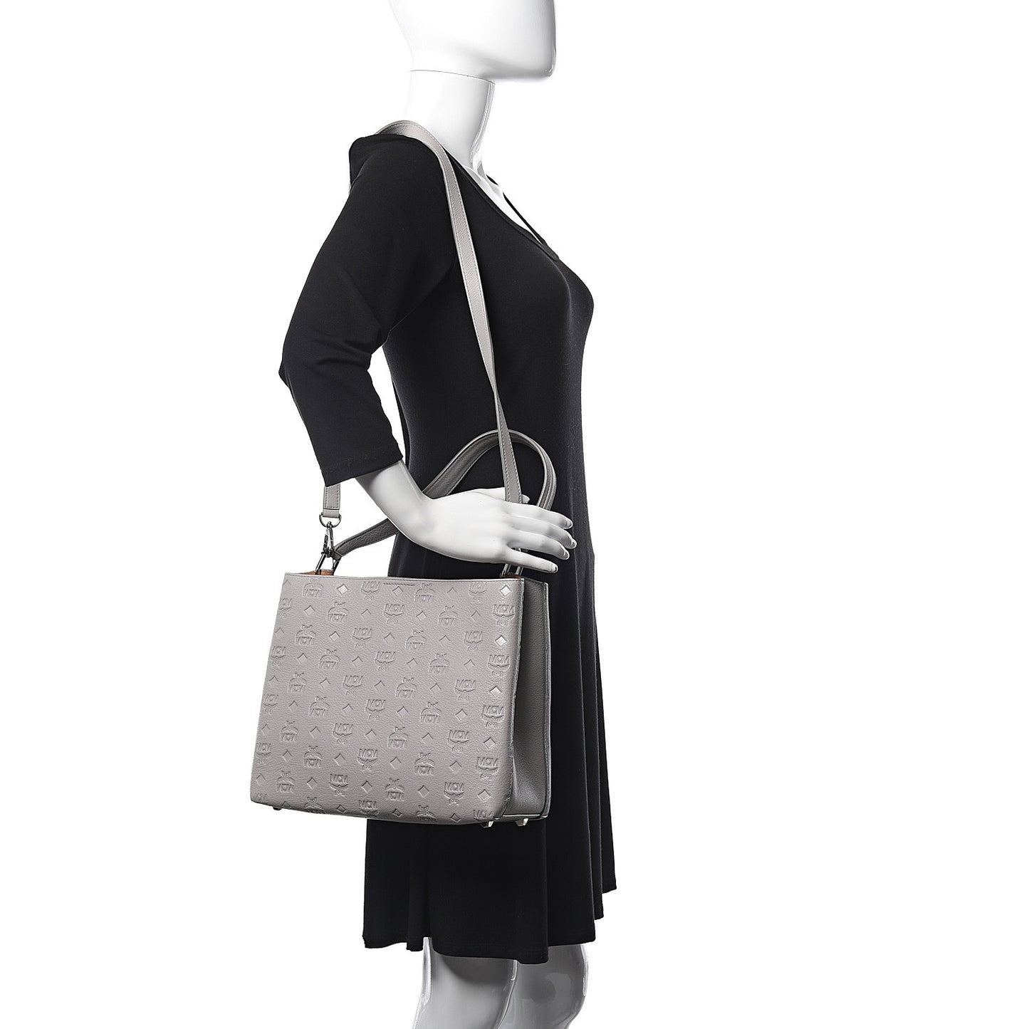 Calfskin Ottomar Monogram Sarah Medium Hobo Dove Grey