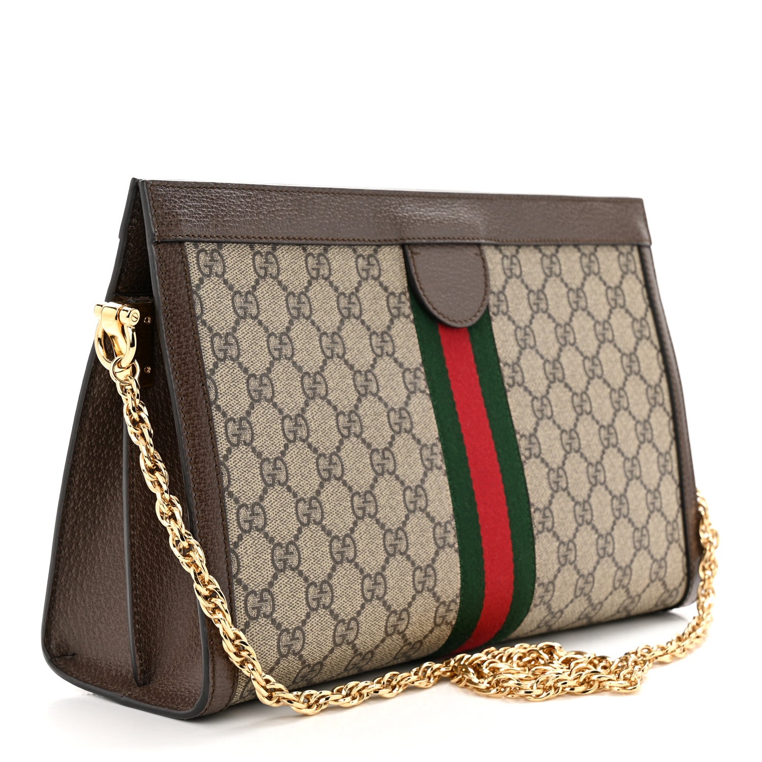 Gucci GG Supreme Monogram Web Medium Ophidia Chain Shoulder Bag Brown 3 of 10