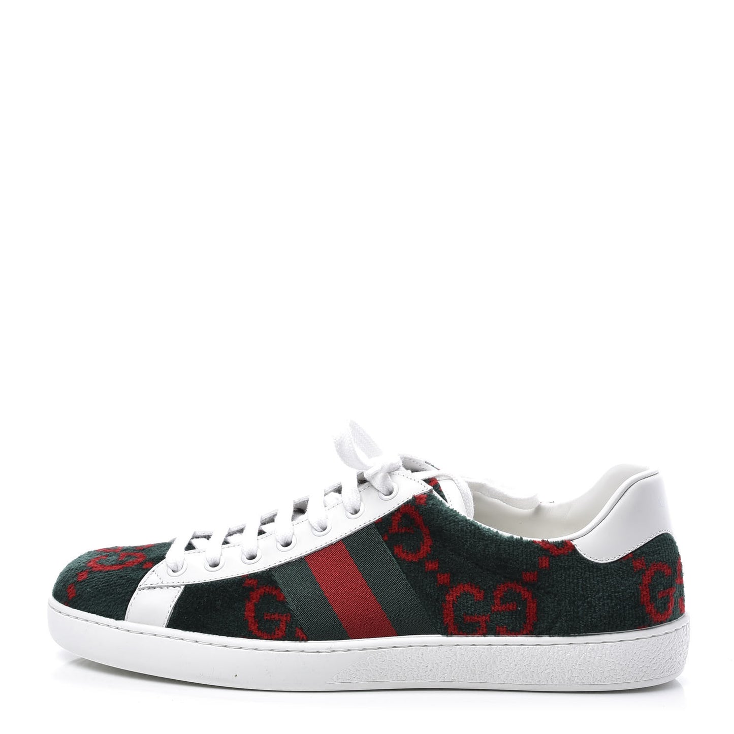 Covered Wool Big GG Monogram Mens Sneakers 8 Green Red