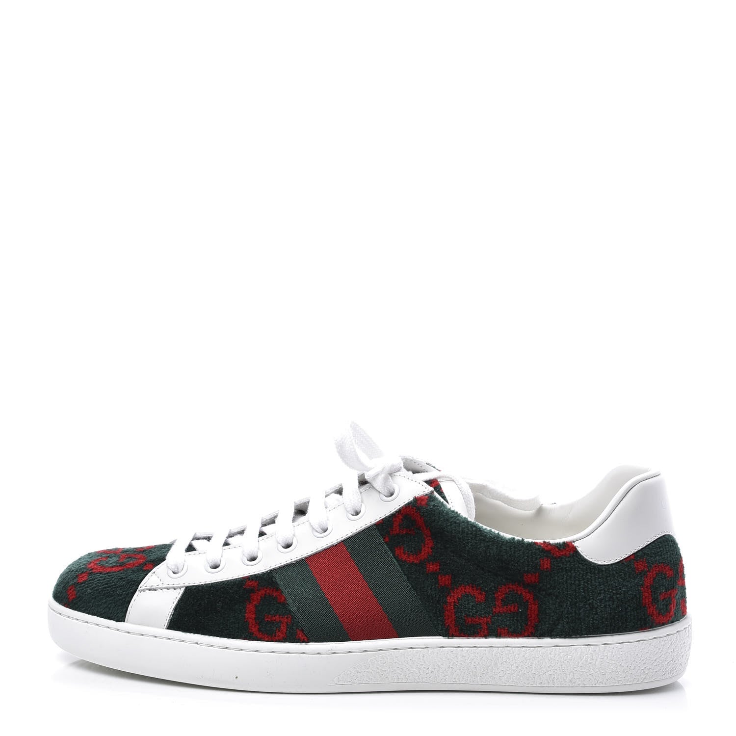Gucci Covered Wool Big GG Monogram Mens Sneakers 8 Green Red 1 of 11
