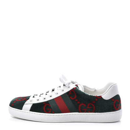 Gucci Covered Wool Big GG Monogram Mens Sneakers 8 Green Red 1 of 11