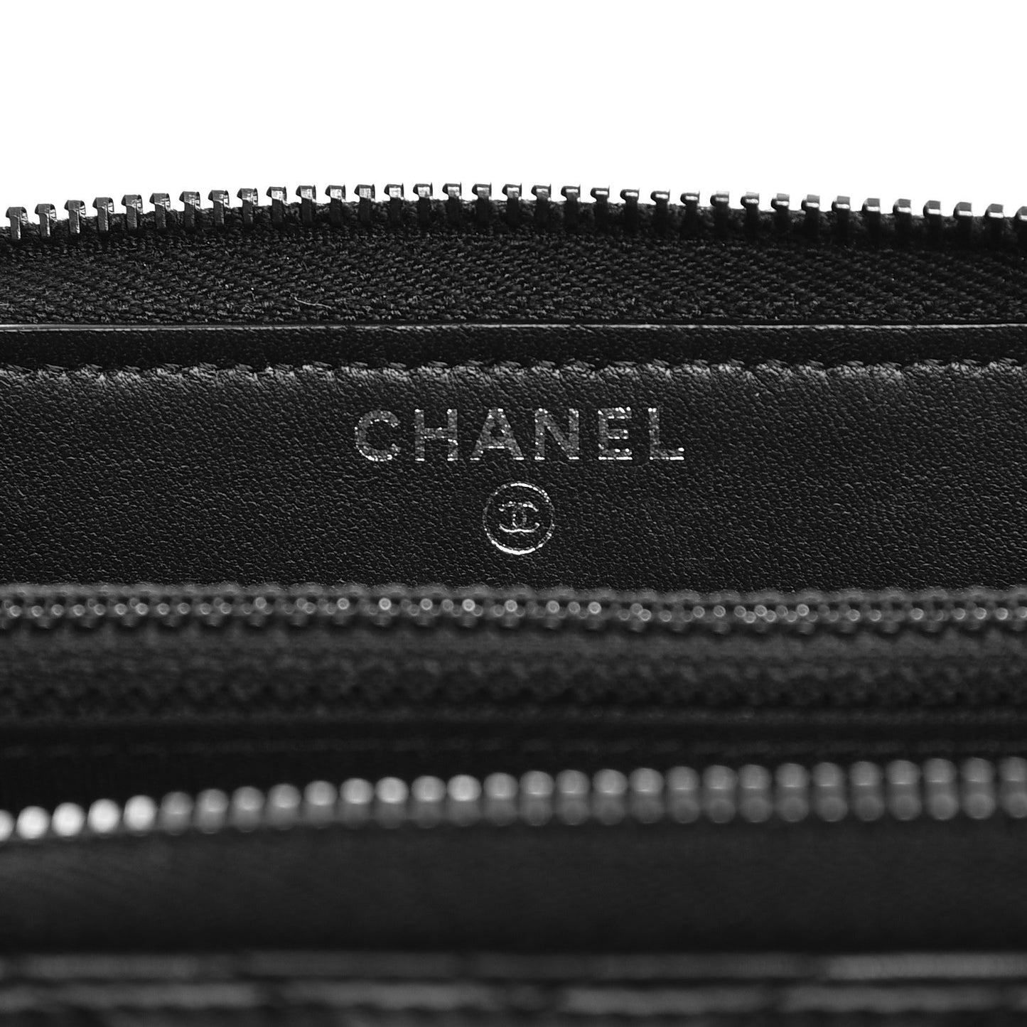 Lambskin Chevron Quilted Small Zip Around Wallet So Black