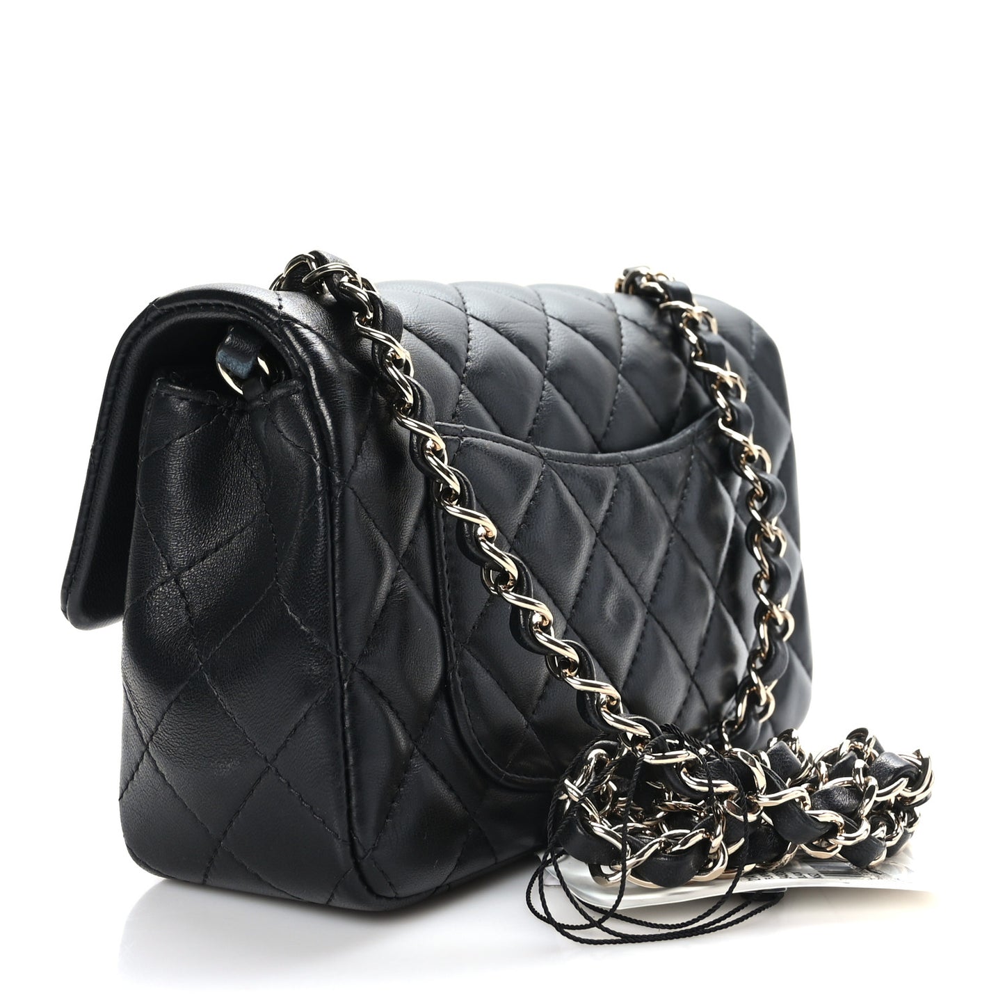 Lambskin Quilted Mini Rectangular Flap Black