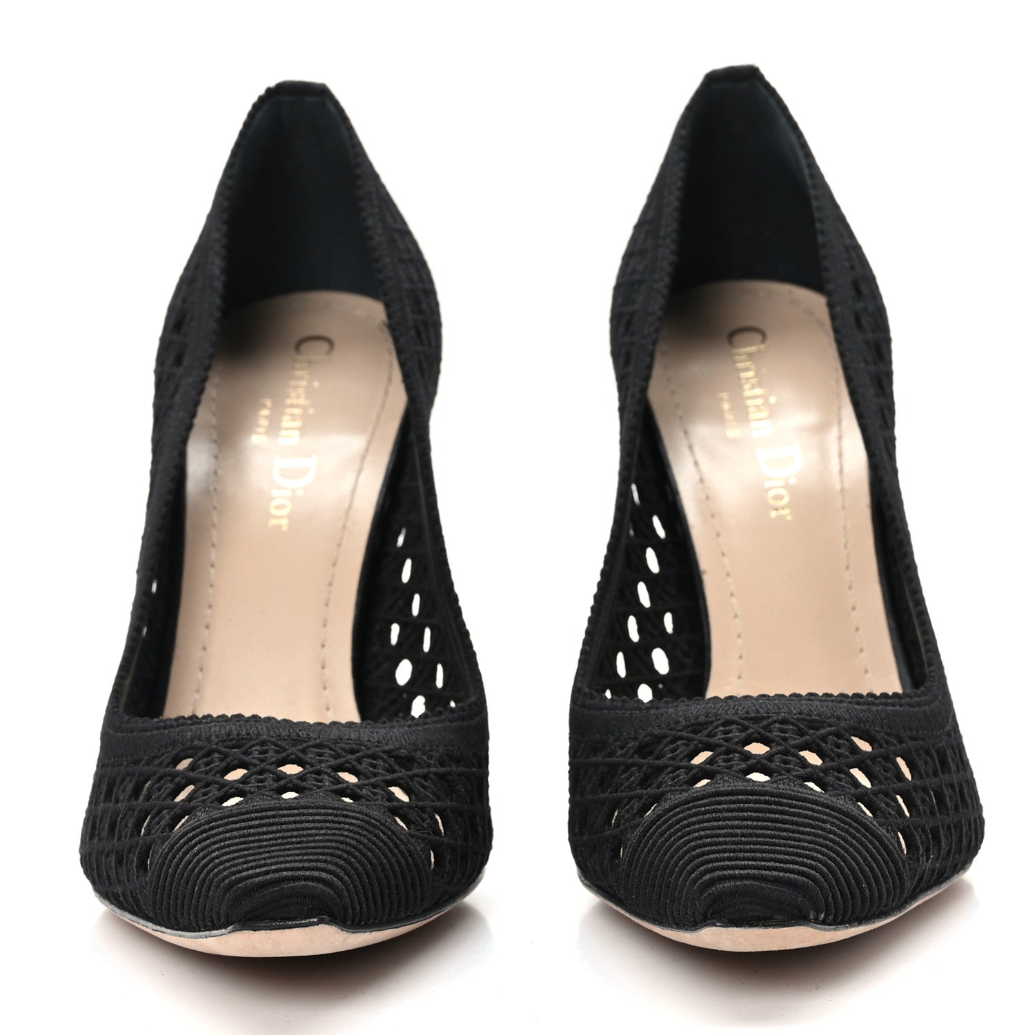 Christian Dior Mesh Cotton Cannage Dior Capture 100mm Pumps 37 Black 2 of 7