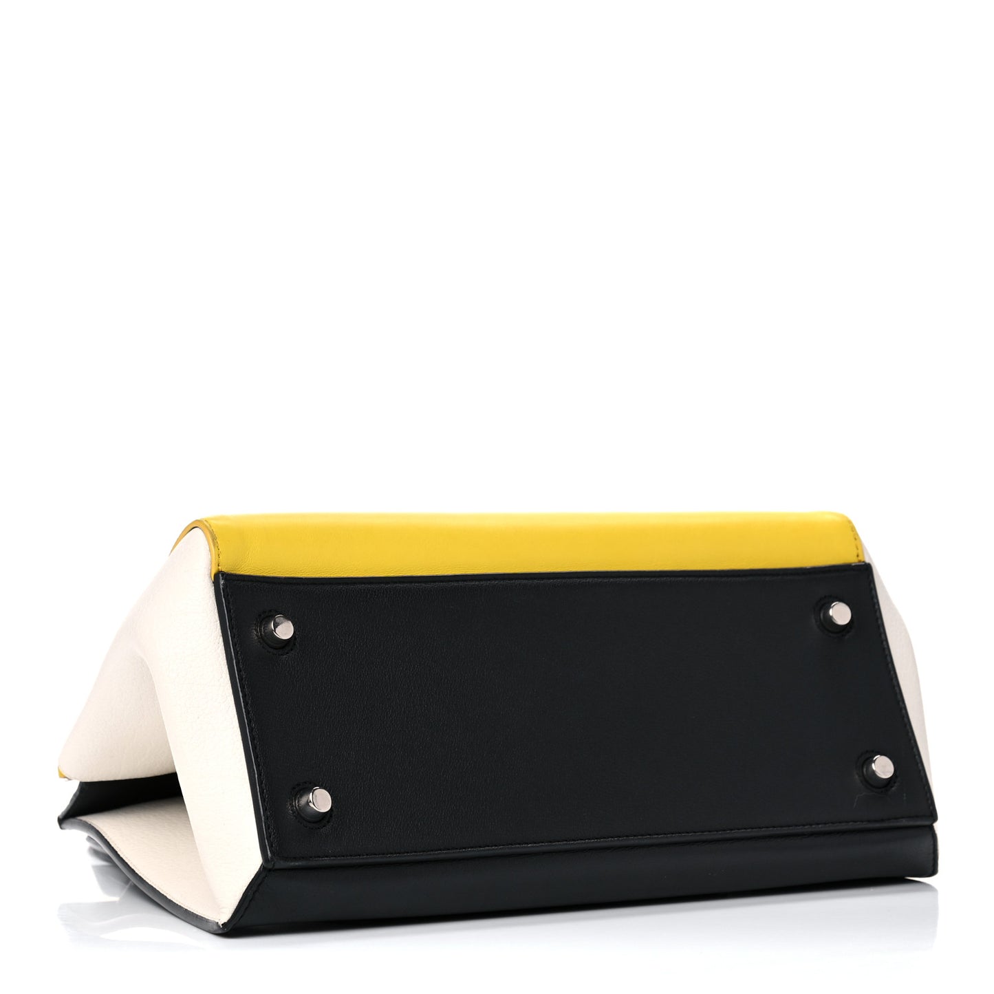 Smooth Calfskin Small Tri-Color Edge Shoulder Bag Yellow