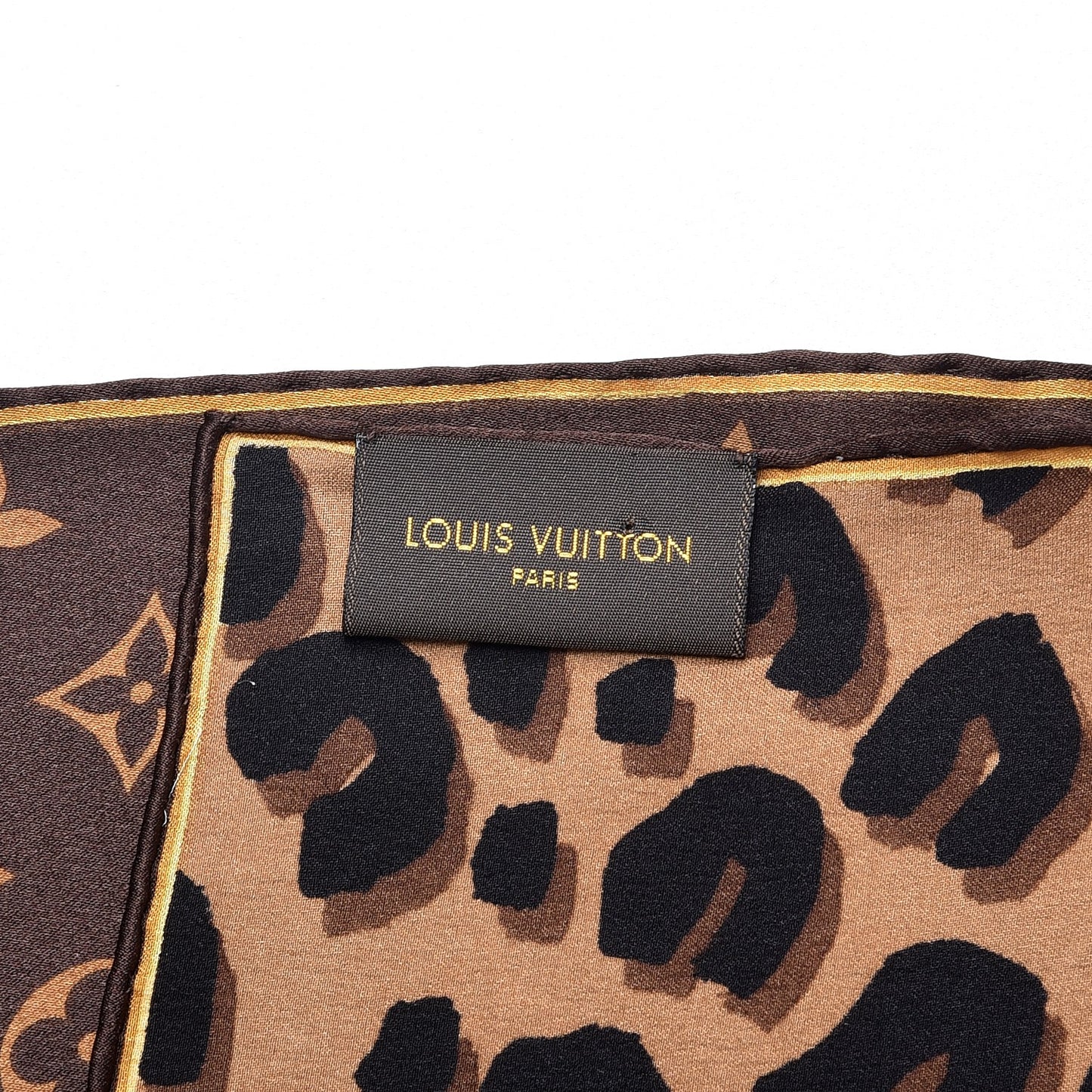 Silk Leopard Monogram Square Scarf
