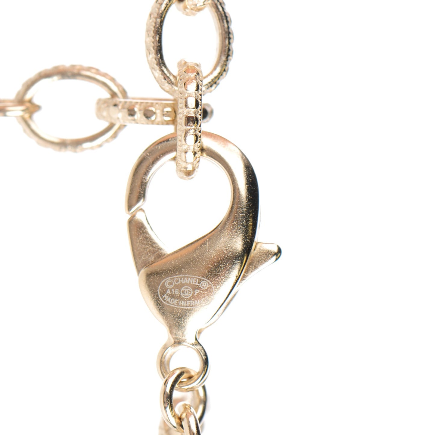 Bead Pearl CC Flower Necklace Gold