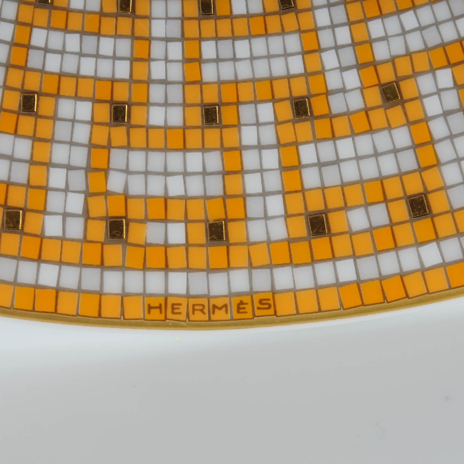 Hermes Porcelain Mosaique Au 24 Gold Dinner Plate Set of 2 8 of 9