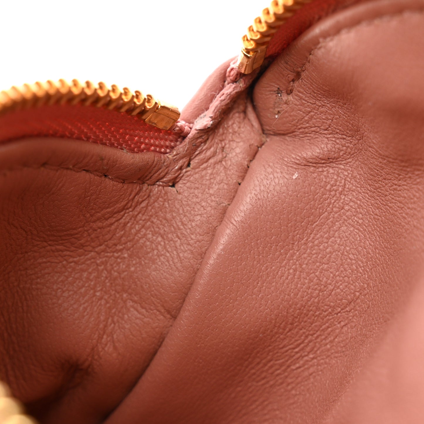 Supple Calfskin Cannage Caro Half-Moon Coin Purse Dark Nude