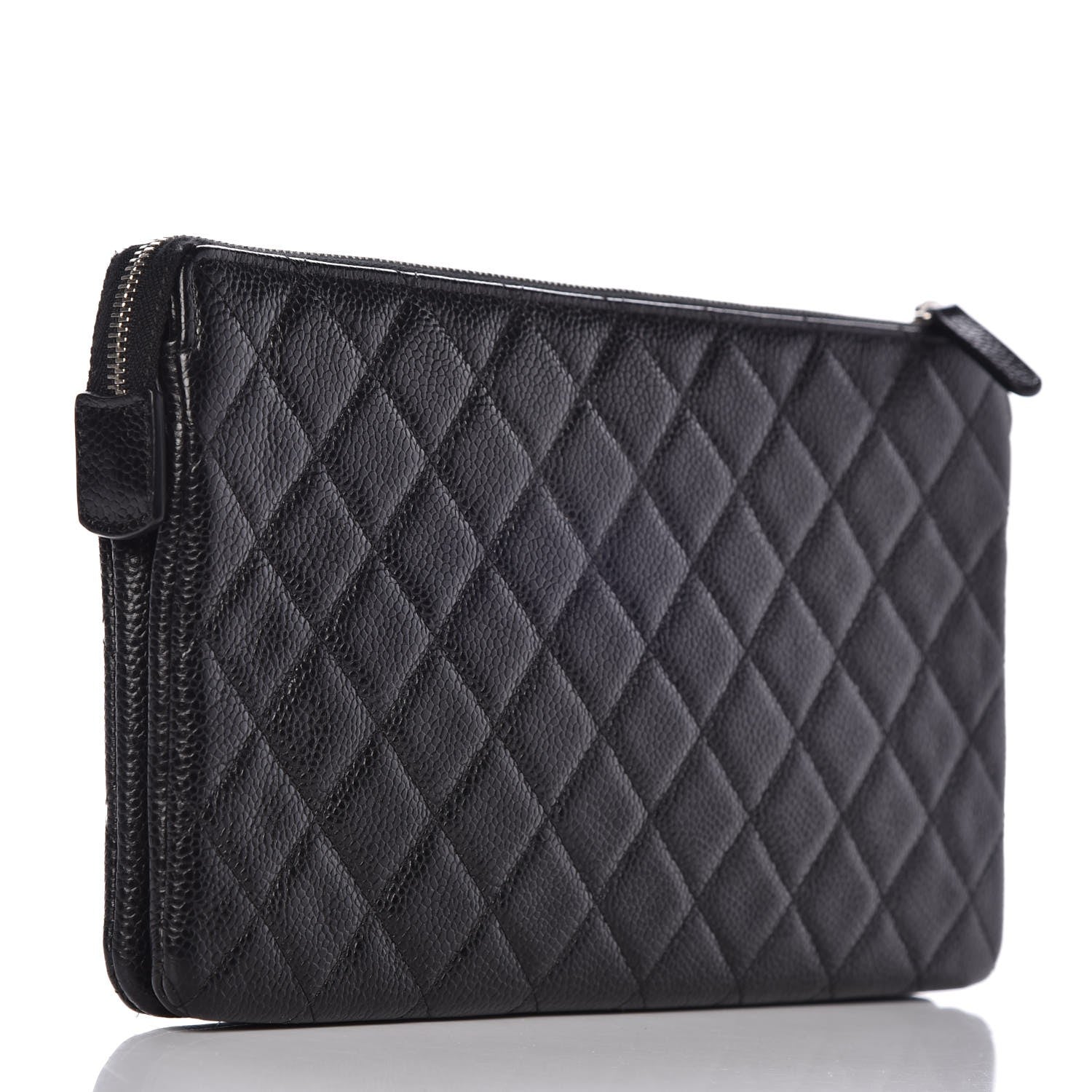 Chanel Caviar Quilted Large Zipped Clutch Black 3 of 10