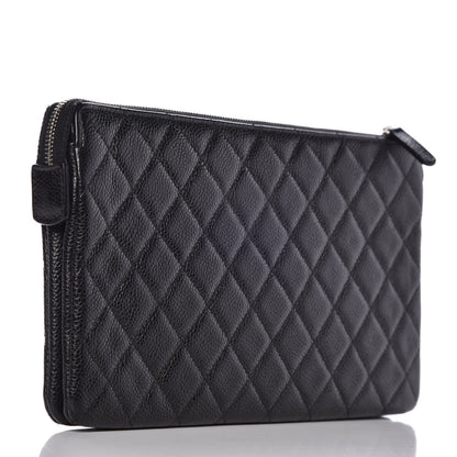 Chanel Caviar Quilted Large Zipped Clutch Black 3 of 10