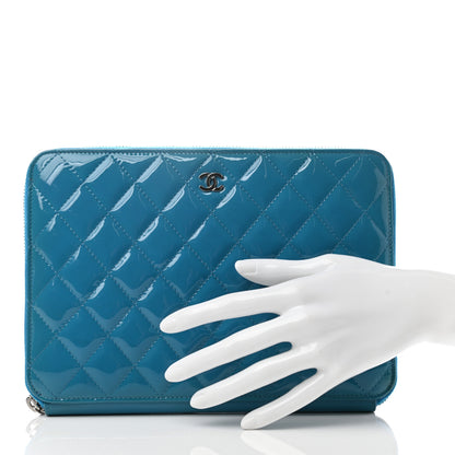 Chanel Patent Quilted Travel Case Blue 2 of 7