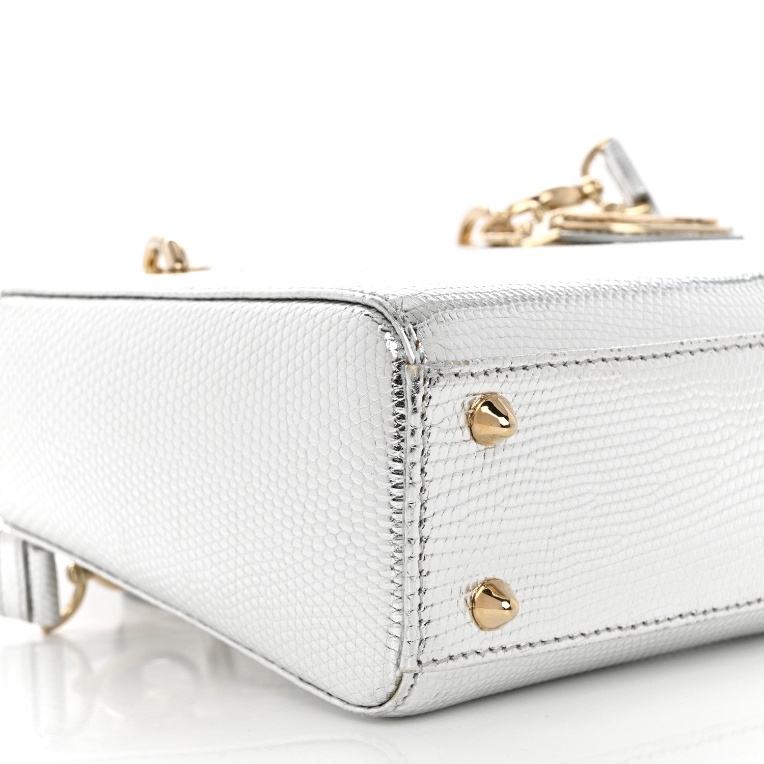 Christian Dior Metallic Lizard Mini Lady Dior Silver 8 of 10