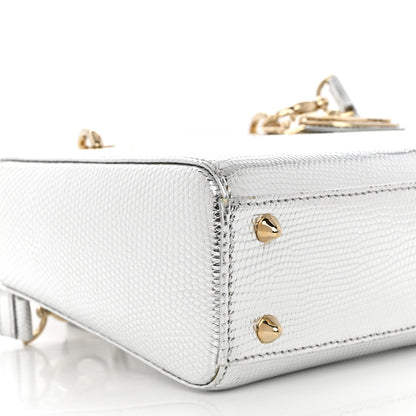 Christian Dior Metallic Lizard Mini Lady Dior Silver 8 of 10