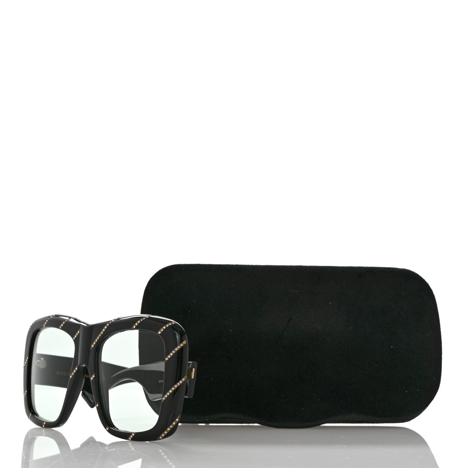 Gucci Acetate Crystal Striped Square Frame Sunglasses GG0498S Black 8 of 8