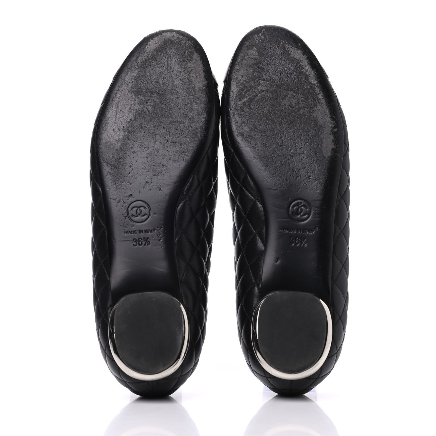 Lambskin Quilted CC Cap Toe Ballerina Flats 36.5 Black
