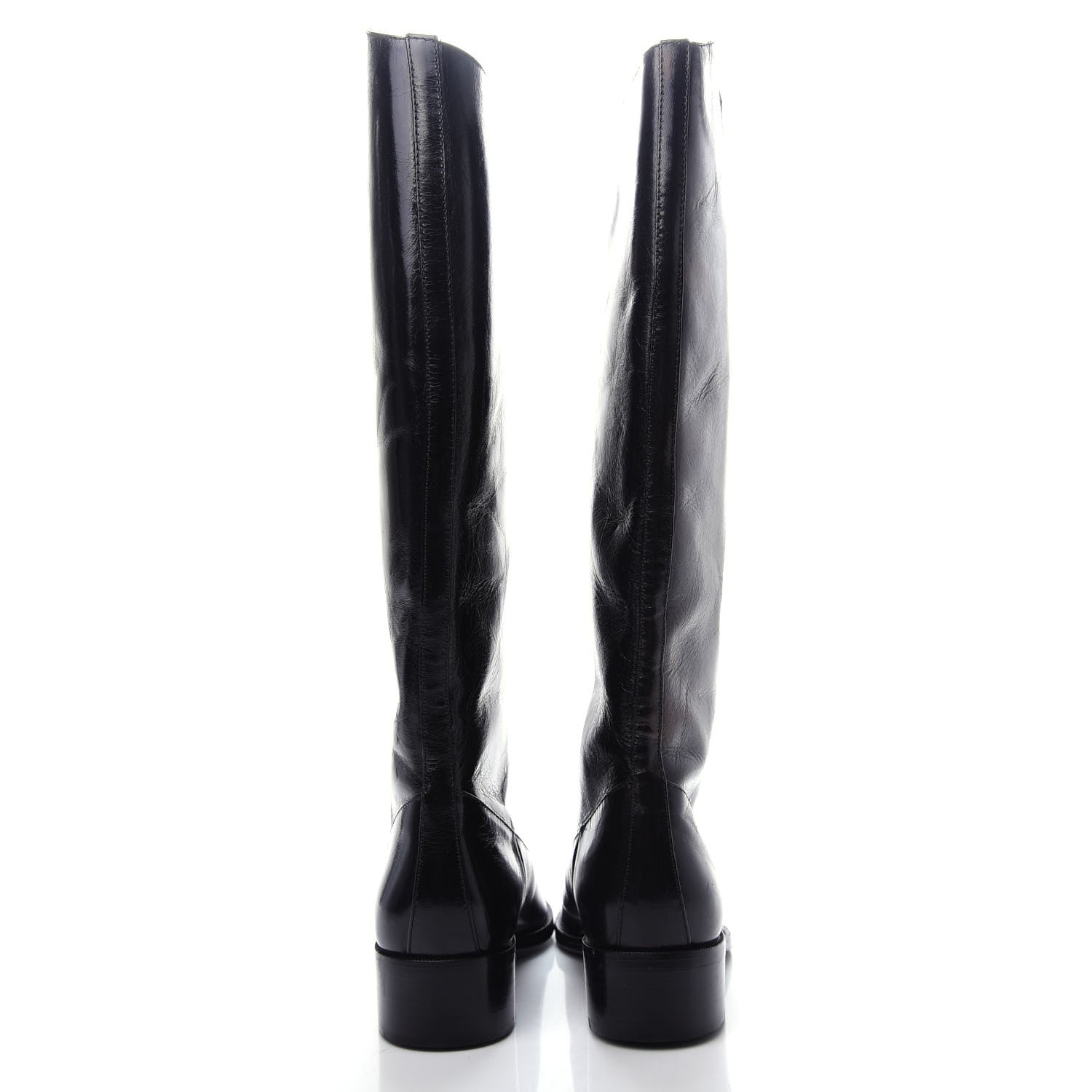 Chanel Glazed Calfskin CC High Boots 35 Black 7 of 10
