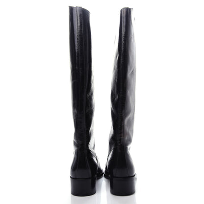 Chanel Glazed Calfskin CC High Boots 35 Black 7 of 10