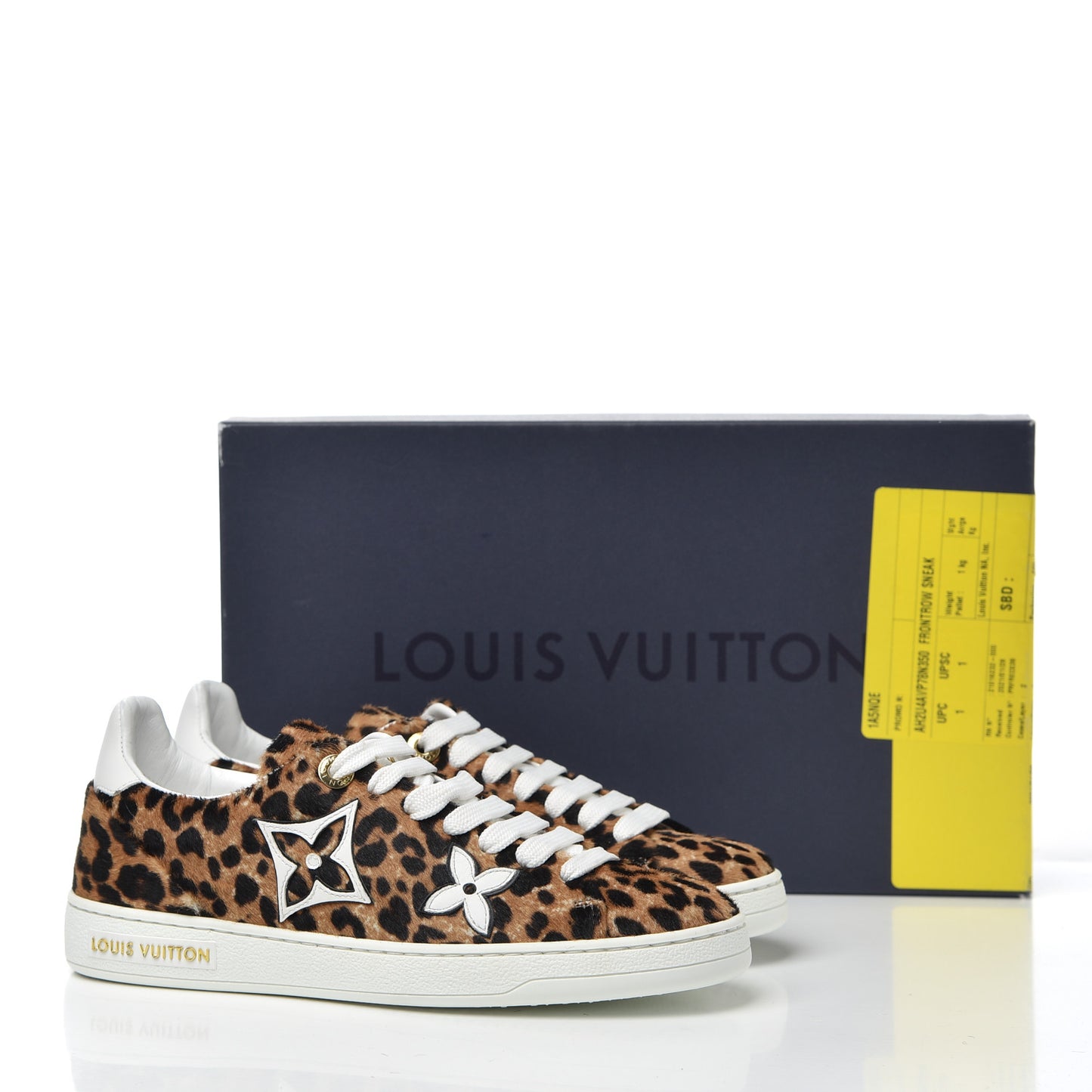 Calfskin Pony Hair Leopard Monogram Frontrow Sneakers 35
