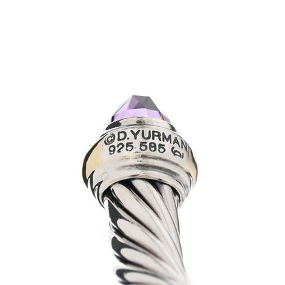 David Yurman Sterling Silver 14K Yellow Gold Amethyst 5mm Cable Classics Bracelet 3 of 3