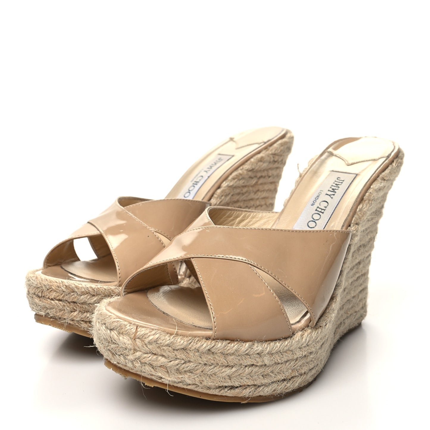 Patent Wedge Sandals 40 Nude