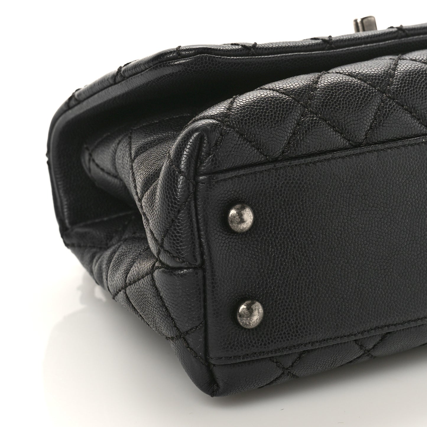Caviar Quilted Mini Coco Handle Flap Black