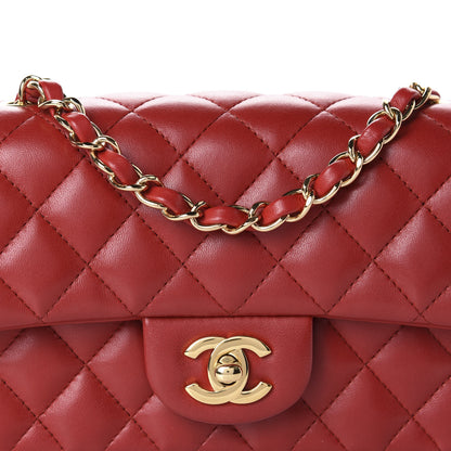 Chanel Lambskin Quilted Mini Rectangular Flap Red 10 of 11