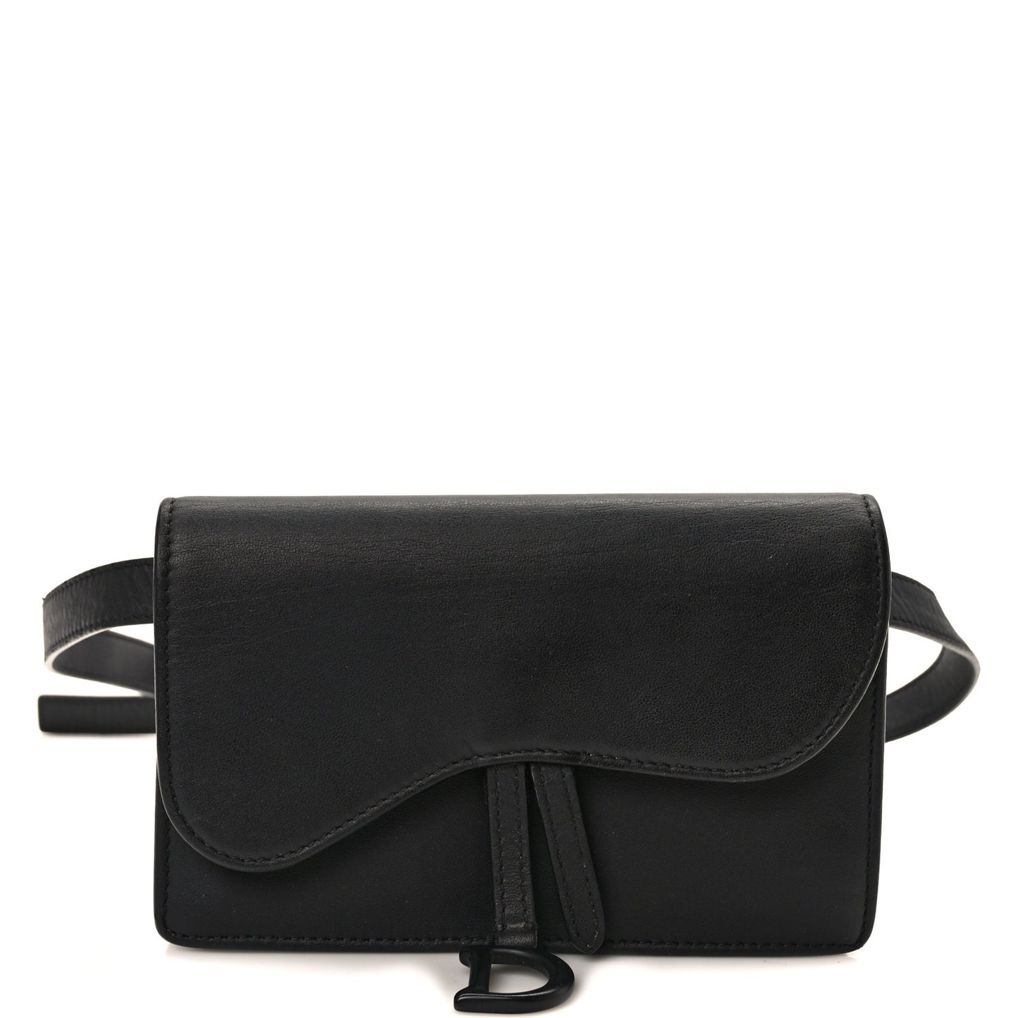 Ultra Matte Calfskin Saddle Belt Clutch Black