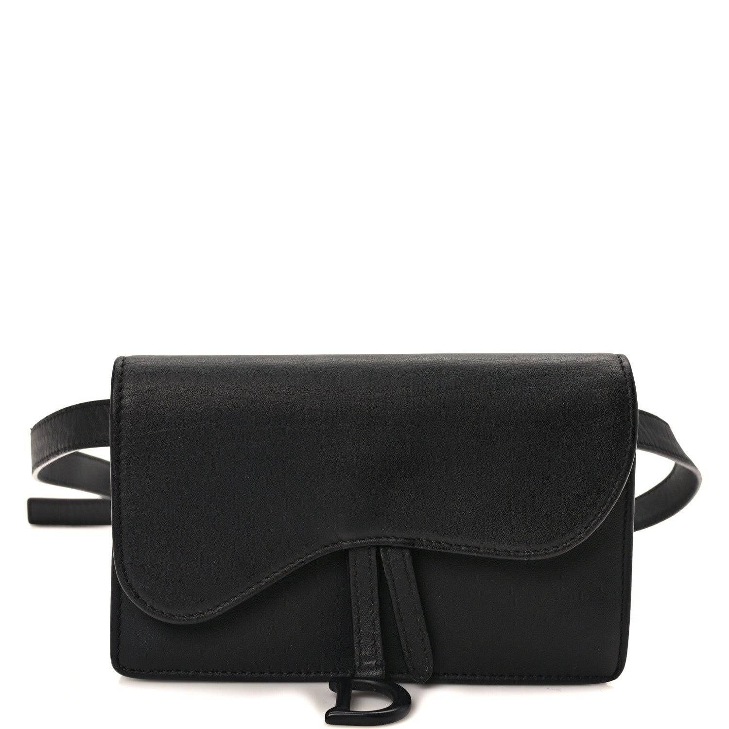 Christian Dior Ultra Matte Calfskin Saddle Belt Clutch Black 1 of 9