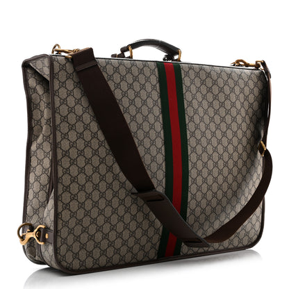 Gucci GG Supreme Monogram Textured Dollar Calfskin Web Ophidia Savoy Garment Bag Beige Ebony New Acero 2 of 11