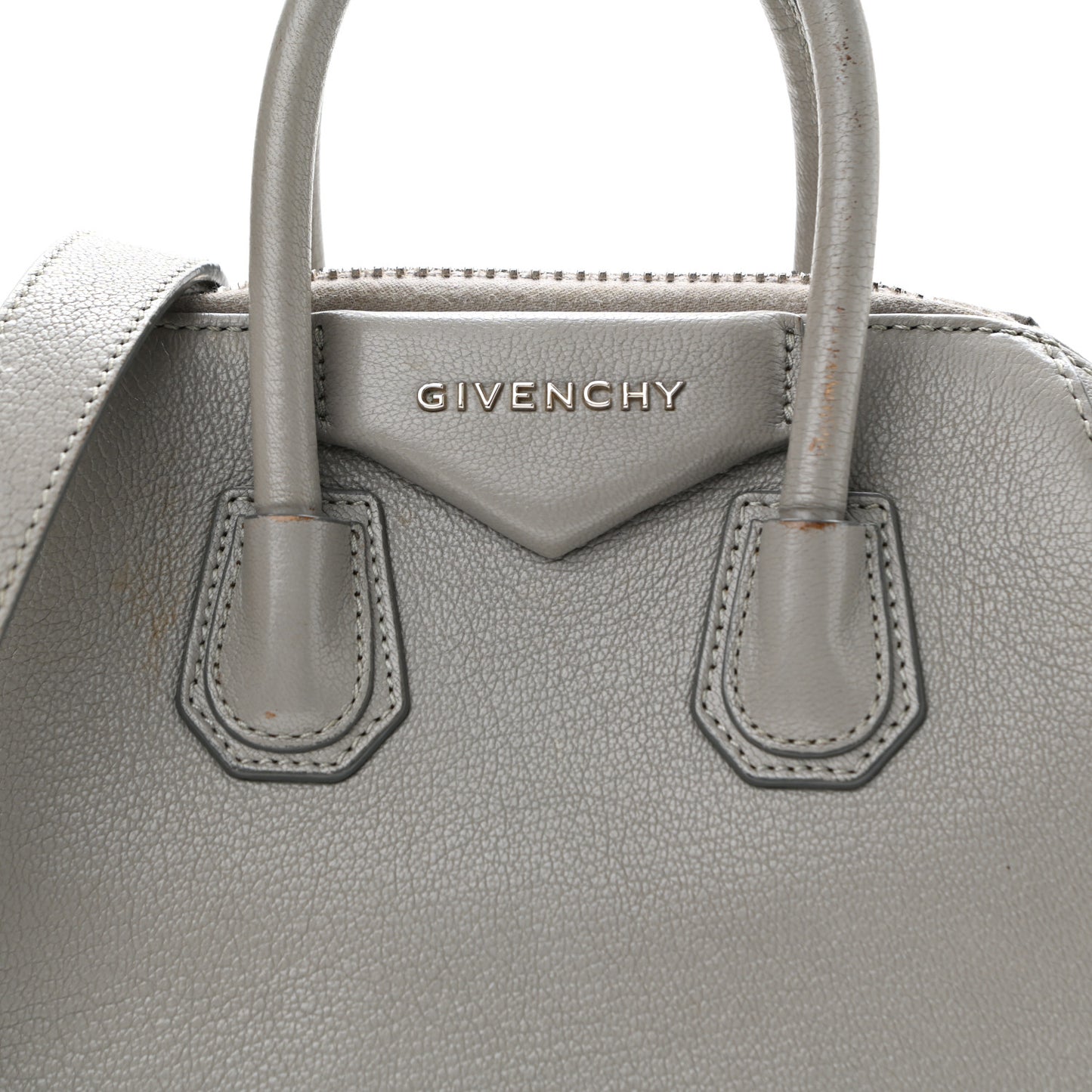 Sugar Goatskin Mini Antigona Pearl Grey