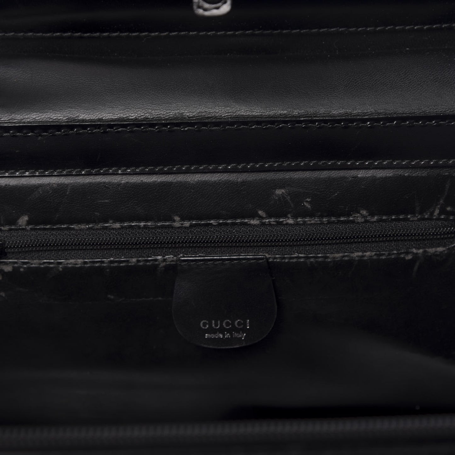 Patent Calfskin Bamboo Cosmetic Case Black