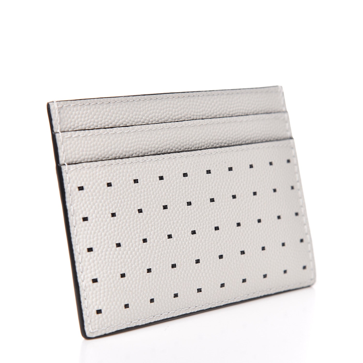 Saint Laurent Grain De Poudre Matelasse Dotted Squares Card Case White 3 of 9