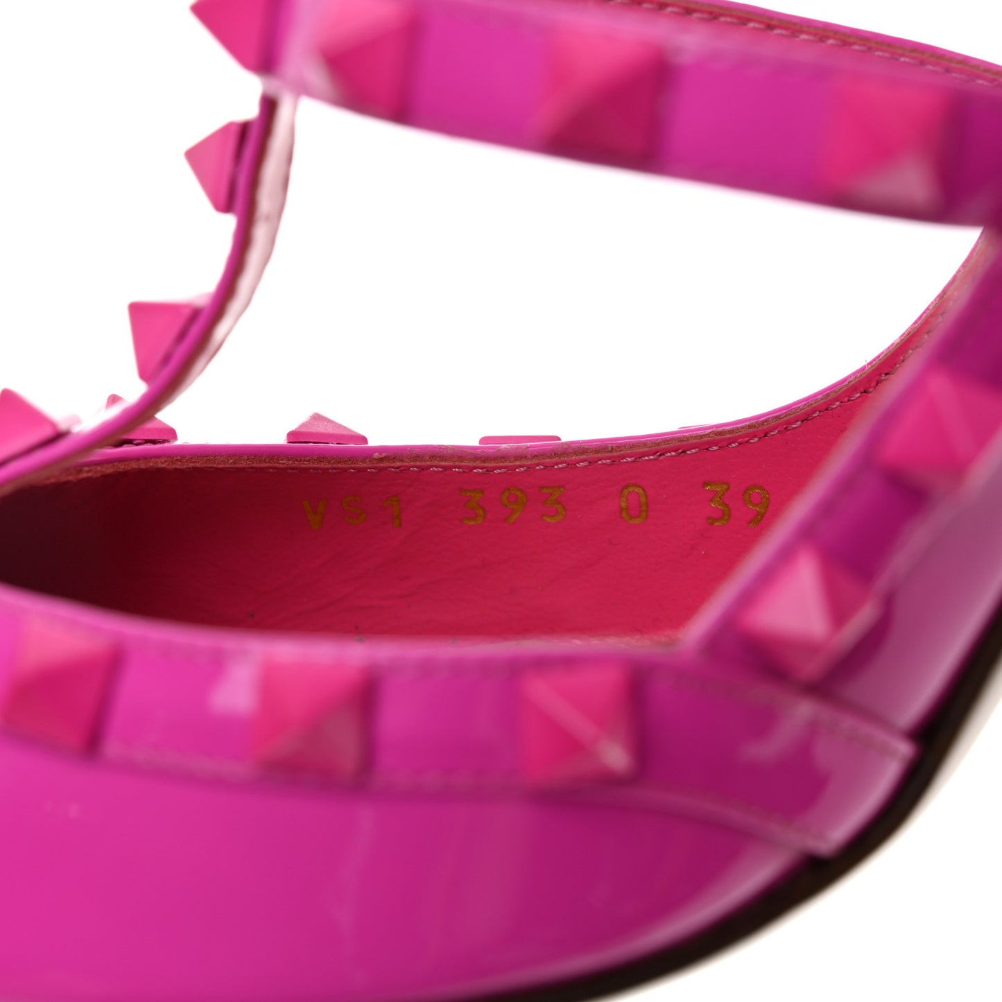 Patent Lacquer Monochrome Rockstud Ankle Strap 100mm Pumps 39 Pink PP