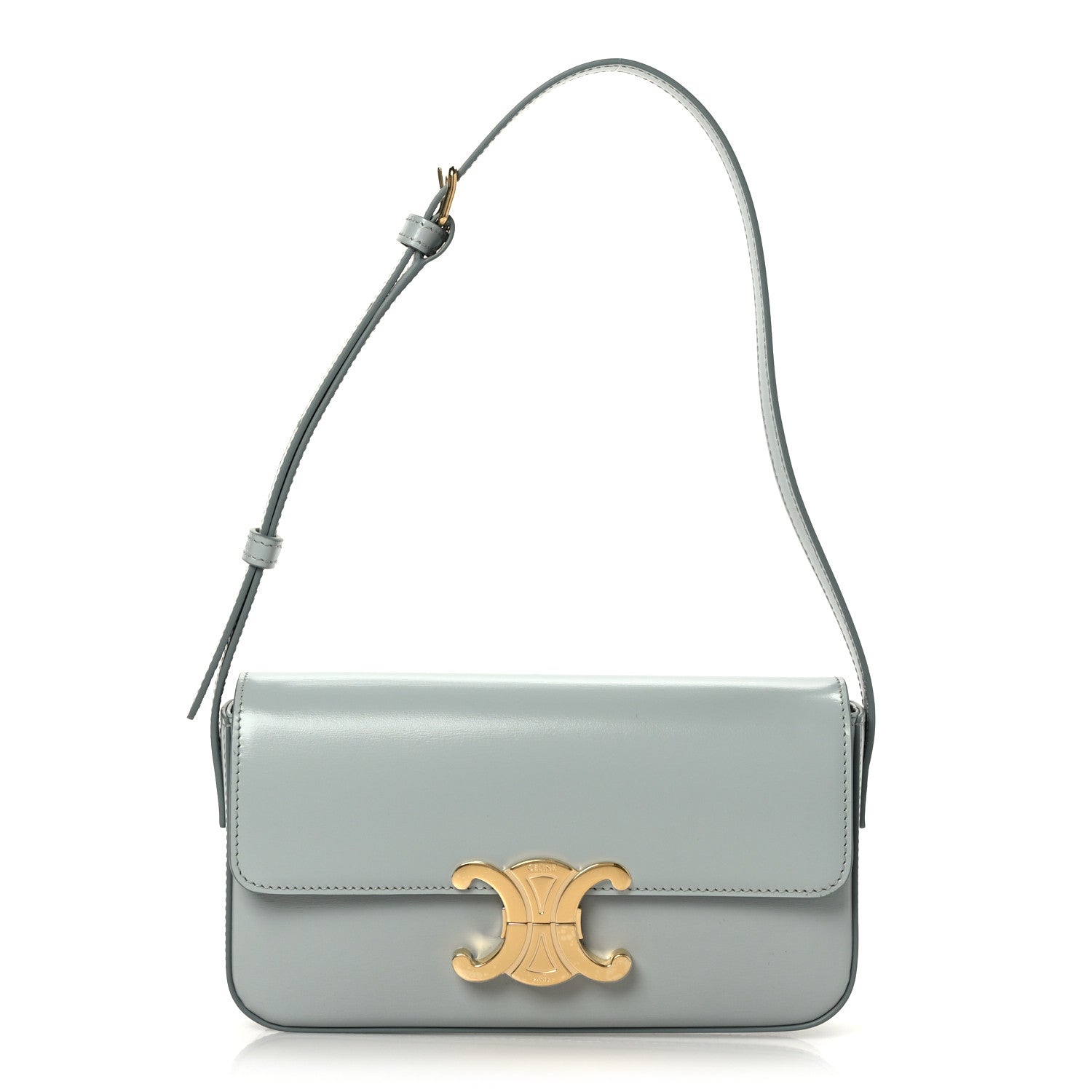 Celine Shiny Calfskin Triomphe Shoulder Bag Soft Blue 1 of 7