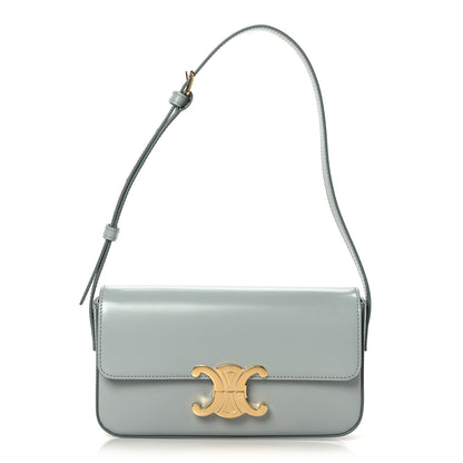 Celine Shiny Calfskin Triomphe Shoulder Bag Soft Blue 1 of 7