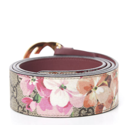 Gucci GG Supreme Monogram Blooms Moon Calfskin Interlocking G 37mm Belt 95 38 Beige Ebony Multicolor Dry Rose 2 of 5