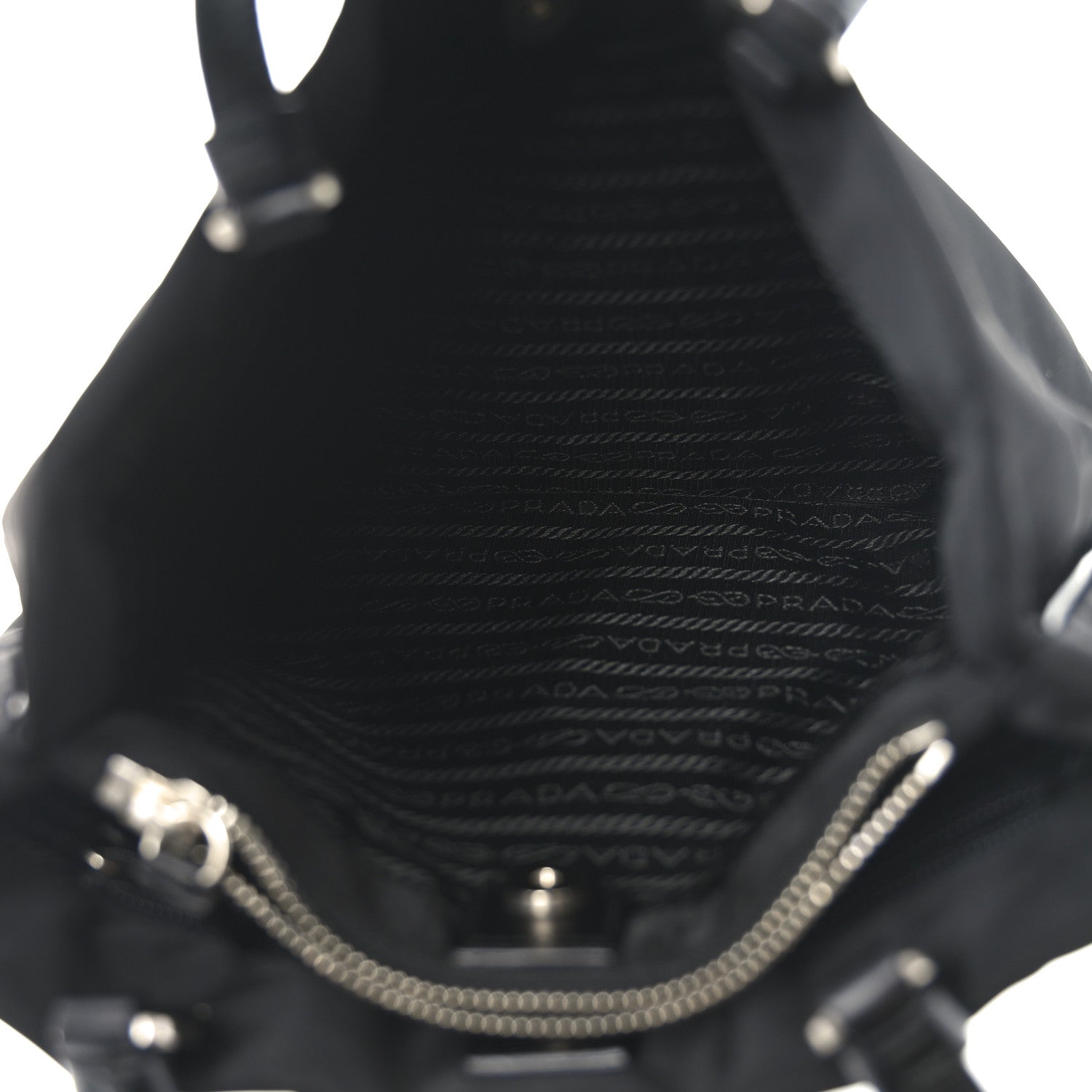 Prada Tessuto Nylon Calfskin Shopping Tote Black 5 of 9