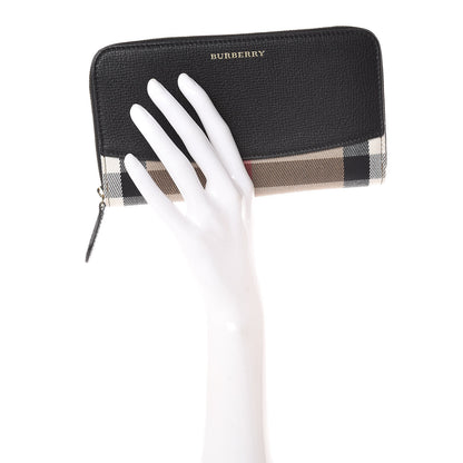 Burberry Calfskin House Check Elmore Zip Around Wallet Black 2 of 8