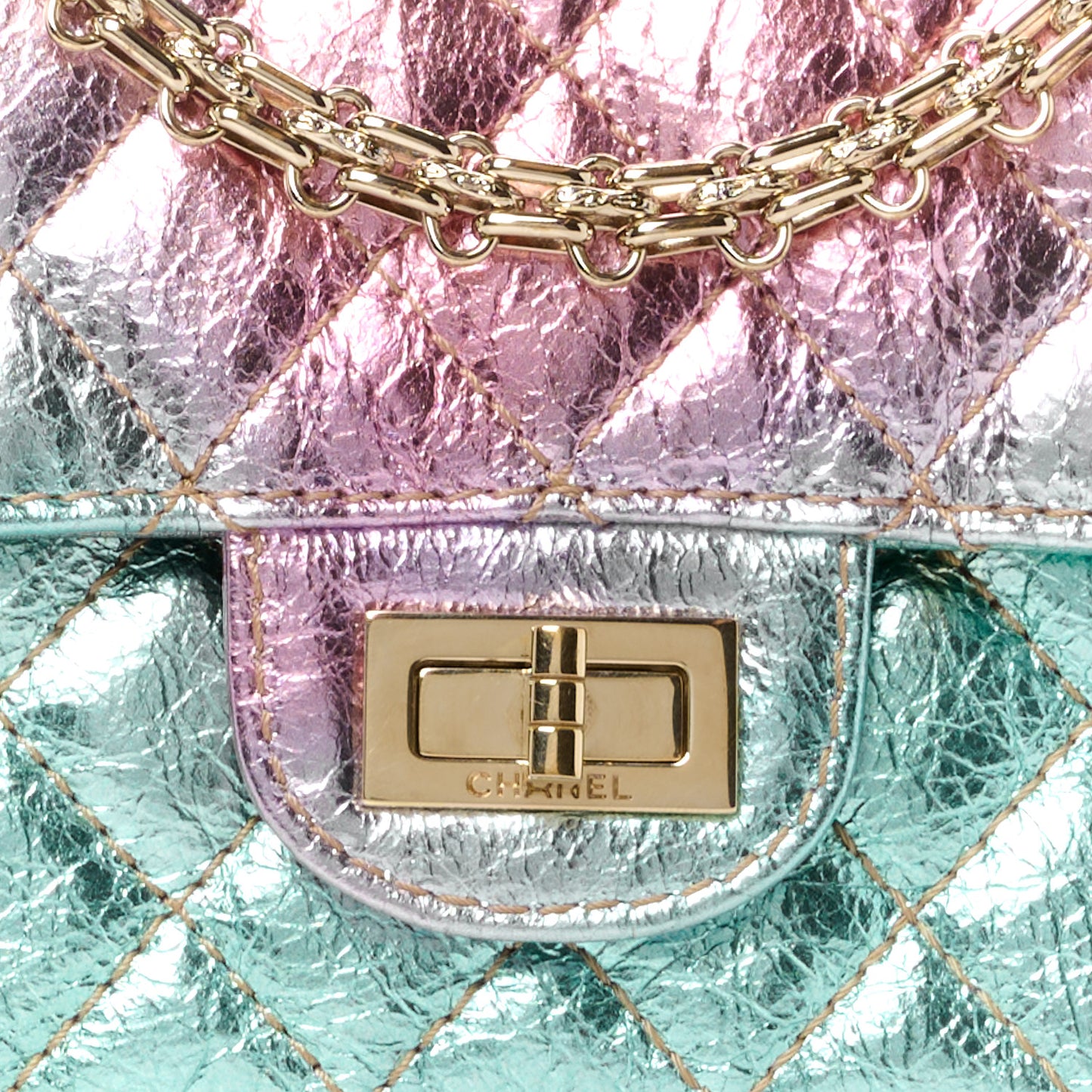 Metallic Goatskin Quilted Mini 2.55 Reissue Flap Multicolor