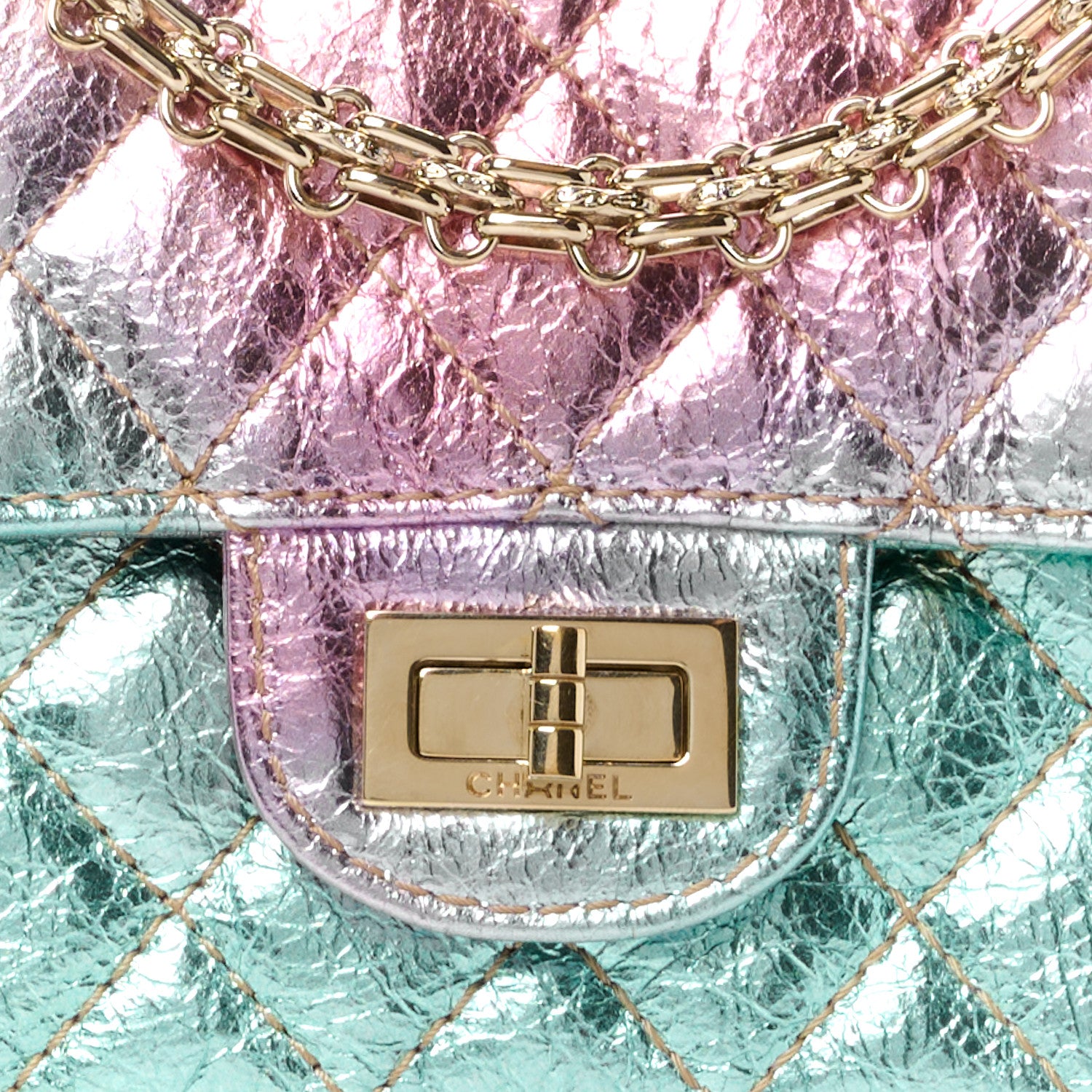Chanel Metallic Goatskin Quilted Mini 2.55 Reissue Flap Multicolor 9 of 12