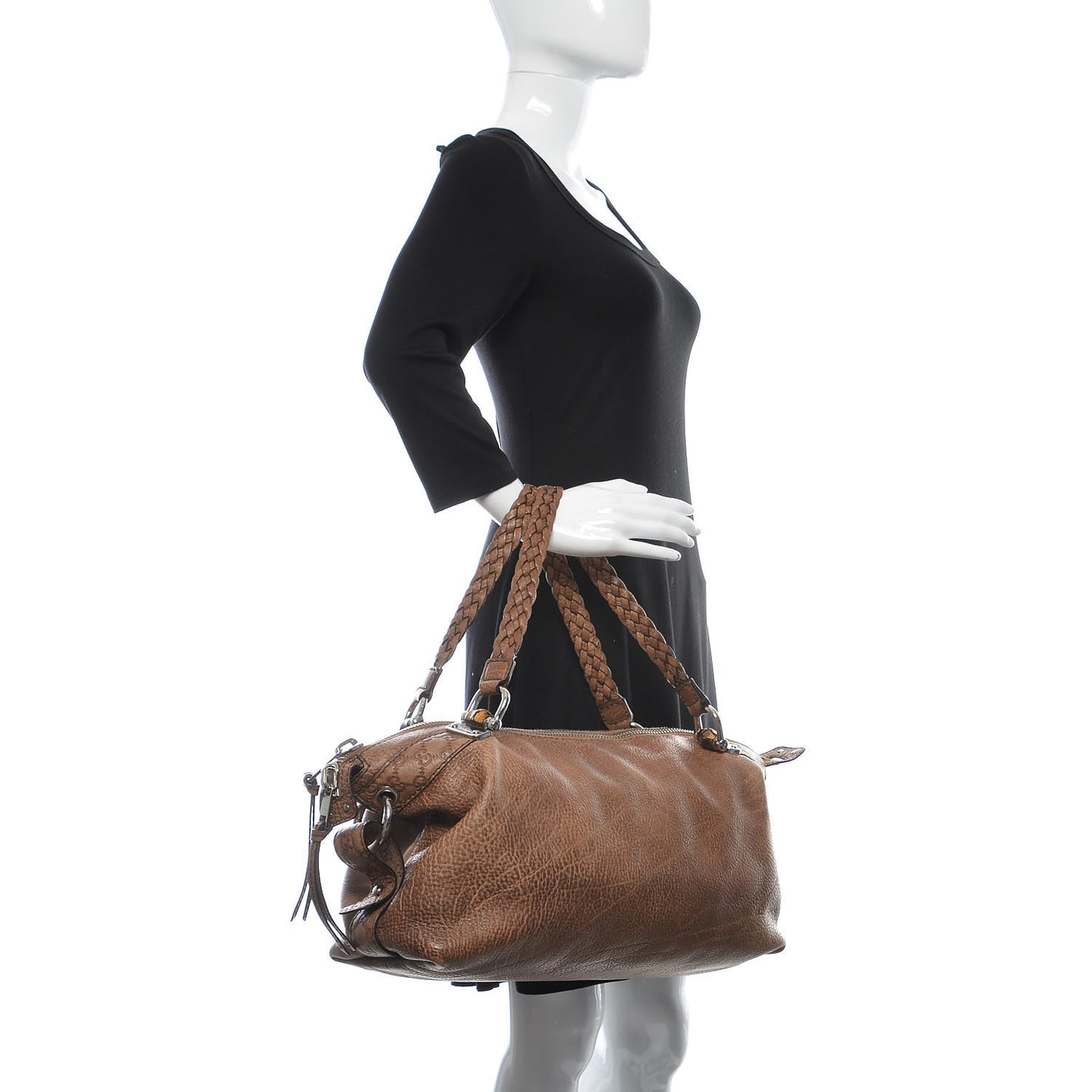 Calfskin Medium Bamboo Bar Shoulder Bag Light Brown