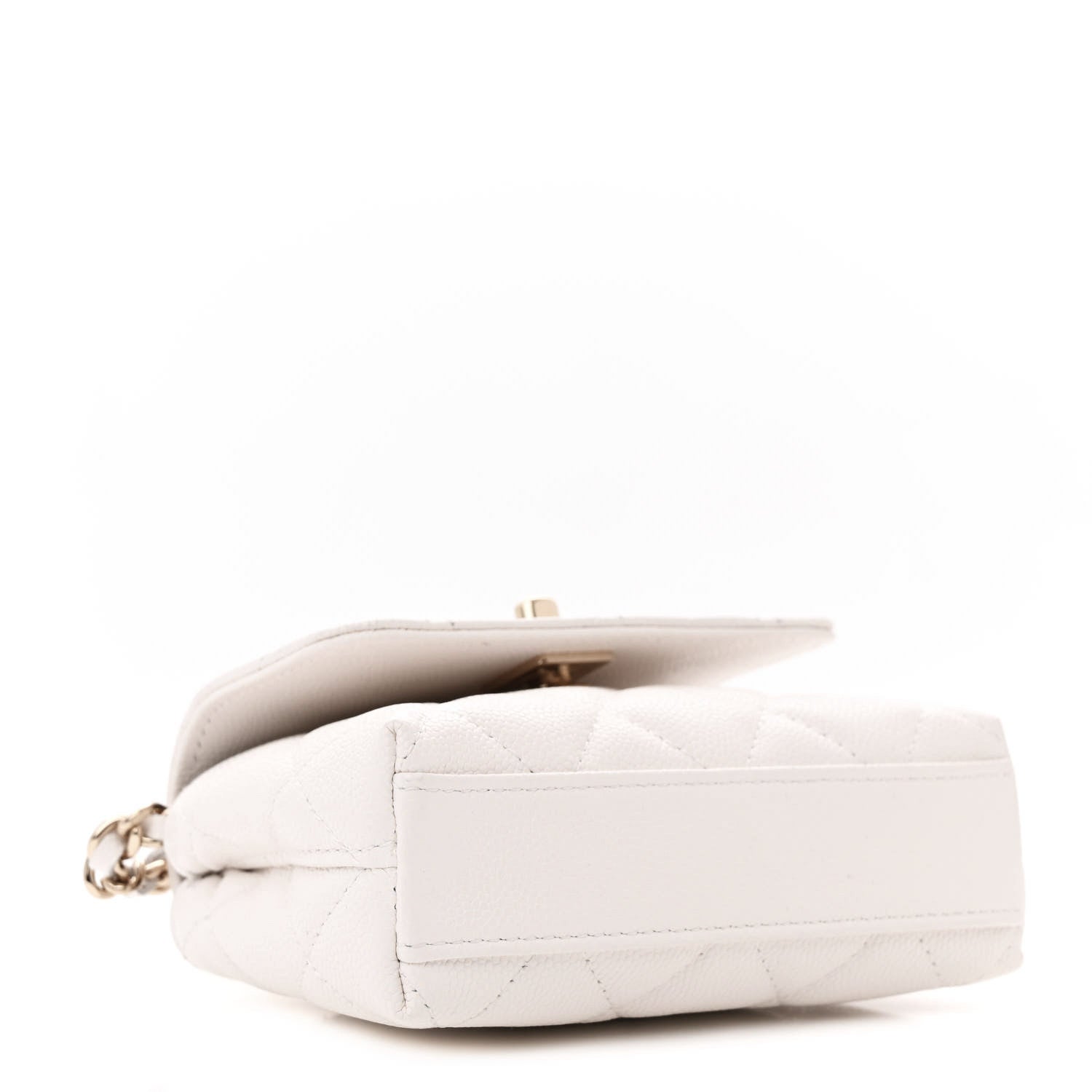 Chanel Caviar Quilted Nano Coco Handle Clutch With Chain White 4 of 10