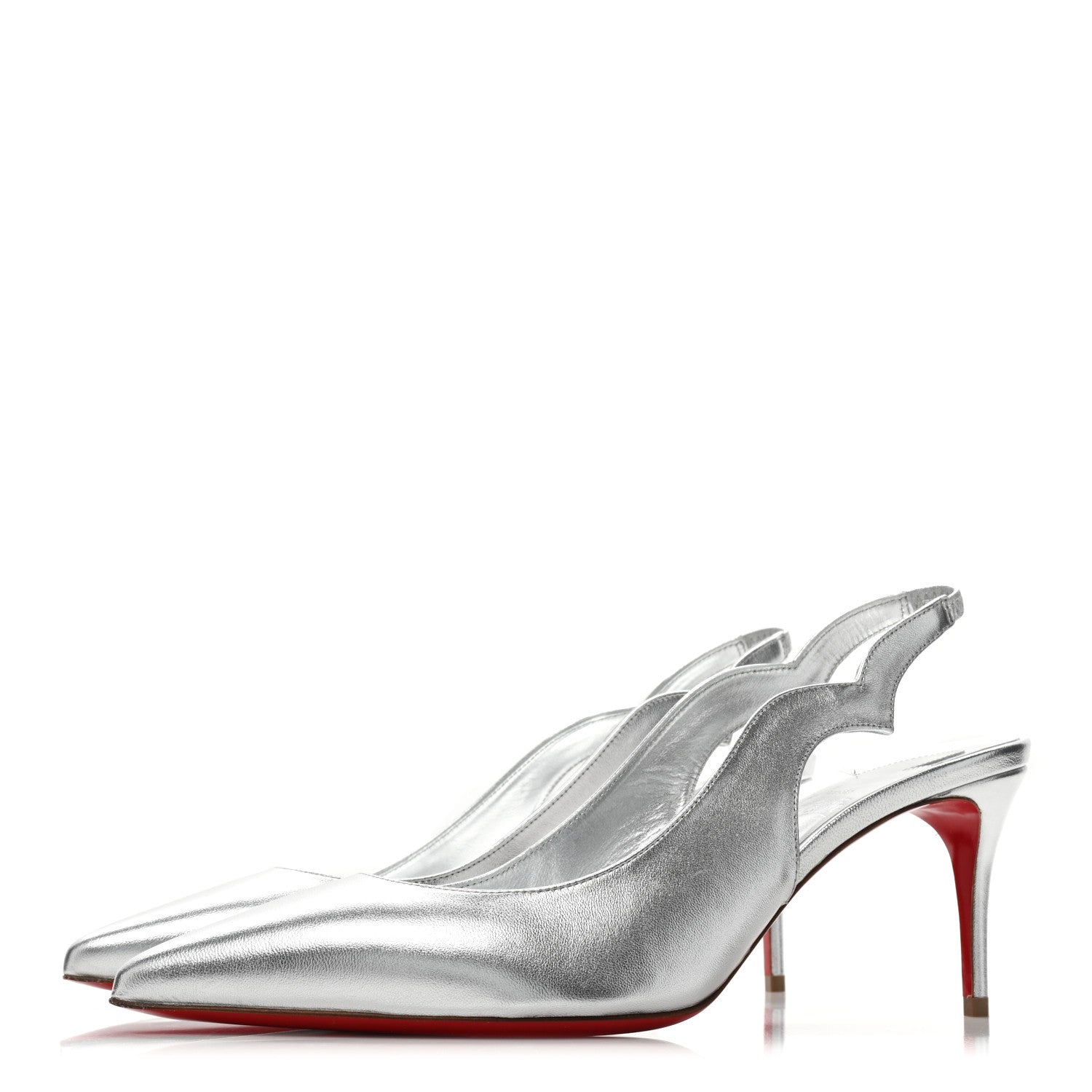 Christian Louboutin Metallic Nappa Hot Chick Slingback 70 Pumps 40 Silver 3 of 8